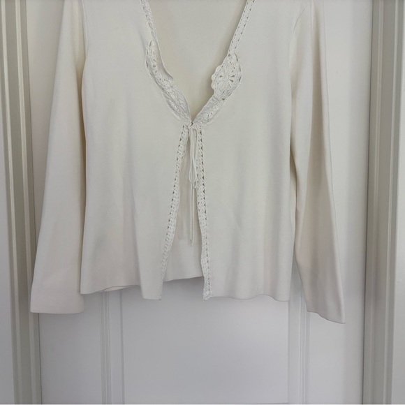 Vintage Talbots White Tie Front Cardigan Size XL - Picture 3 of 6